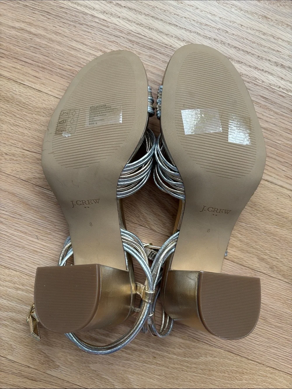 J. Crew Gold & Silver Strappy Heels | 8